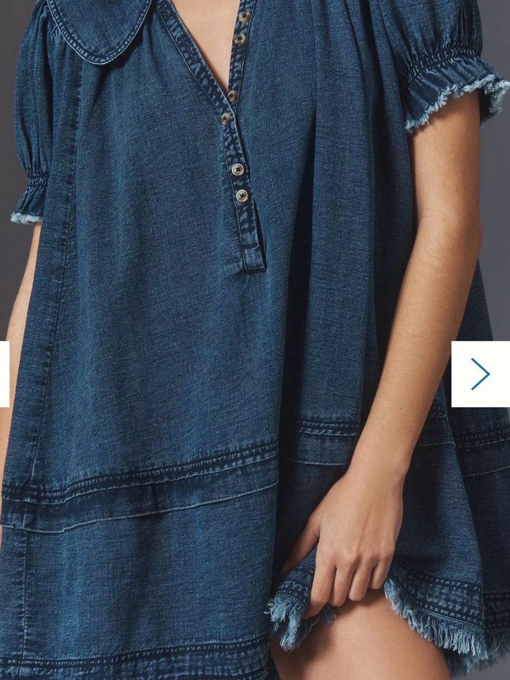 Pilcro Anthropologie Denim Smocked Babydoll Swing Mini Dress Medium - Picture 2 of 13